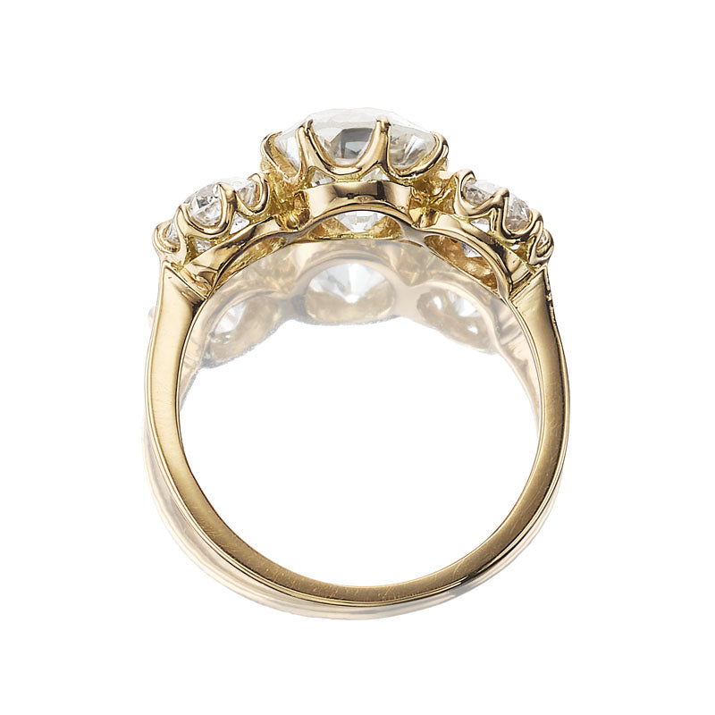 Vintage Three Stone Engagement Ring in Yellow Gold
