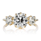 Three Stone Old Mine Cut Diamond Engagement Ring - 2.02ct Center Stone