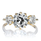 Fiery 2.29ct Old European Cut Diamond Three Stone Engagement Ring
