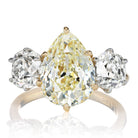 One-of-a-Kind 4.83ct Pear Cut Diamond + Old Mine Cut Side Stone Ring