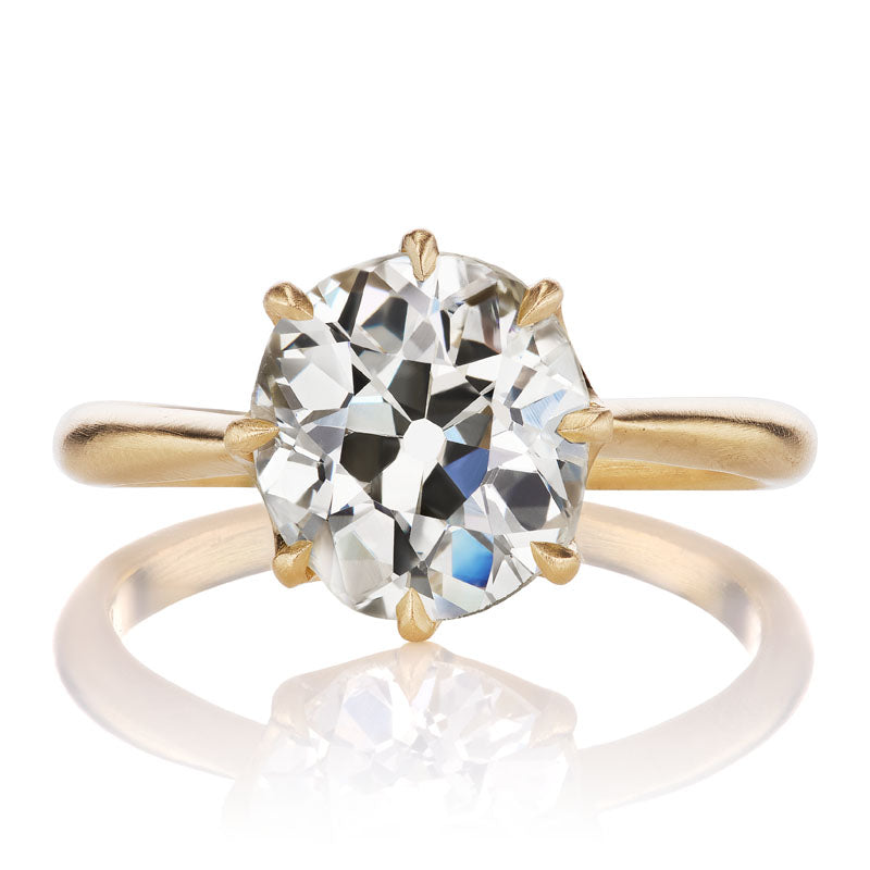 Elongated Old Mine Cut Diamond Engagement Ring 2.72-carats