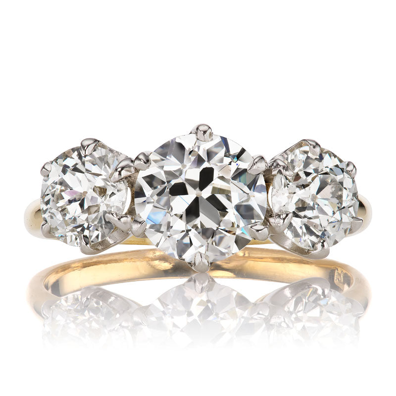 Vintage Three-Stone Old European Cut Diamond Ring