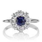 Platinum No Heat Sapphire and Diamond Cluster Ring