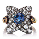 Antique Sapphire and Diamond Cluster Ring