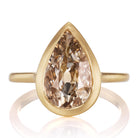 1.71 ct Bezel Set Champagne Colored Pear Shaped Engagement Ring