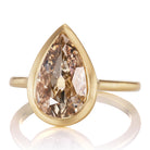1.71 ct Bezel Set Champagne Colored Pear Shaped Engagement Ring