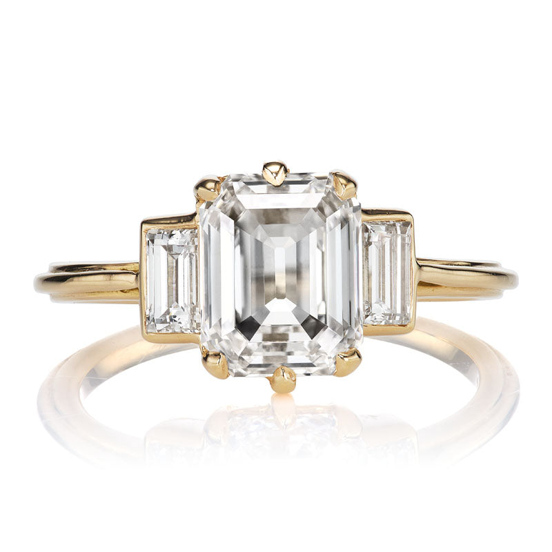 2.32ct Emerald Cut Diamond Ring with Baguettes