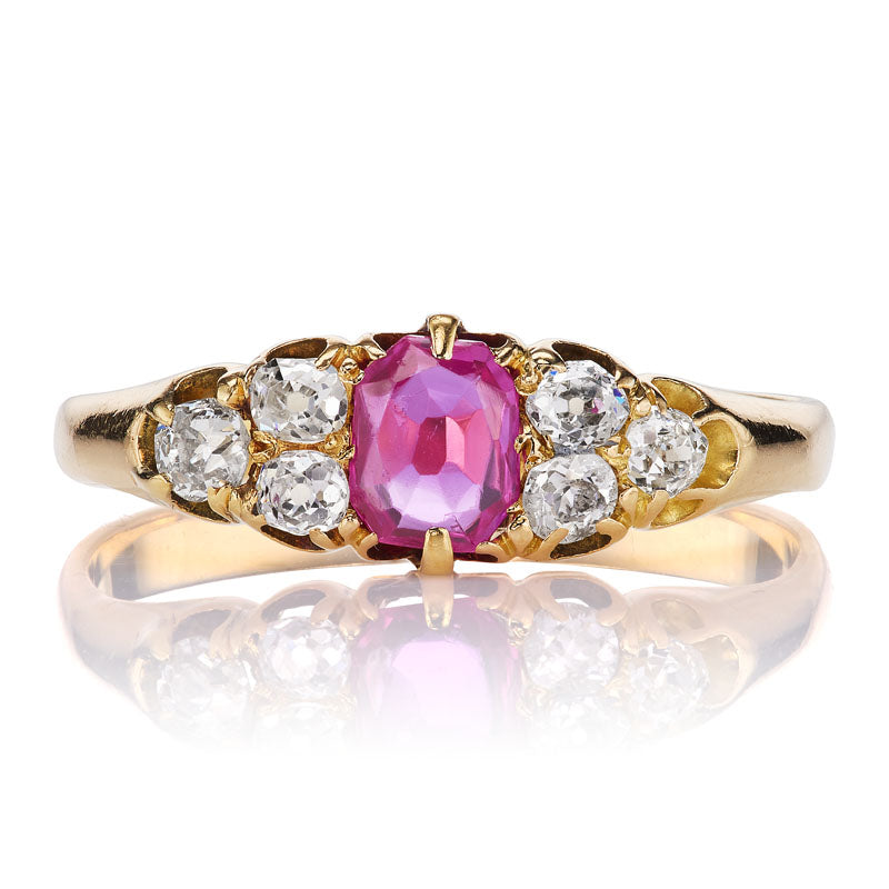 Vintage Edwardian Burmese Ruby & Diamond Engagement Ring