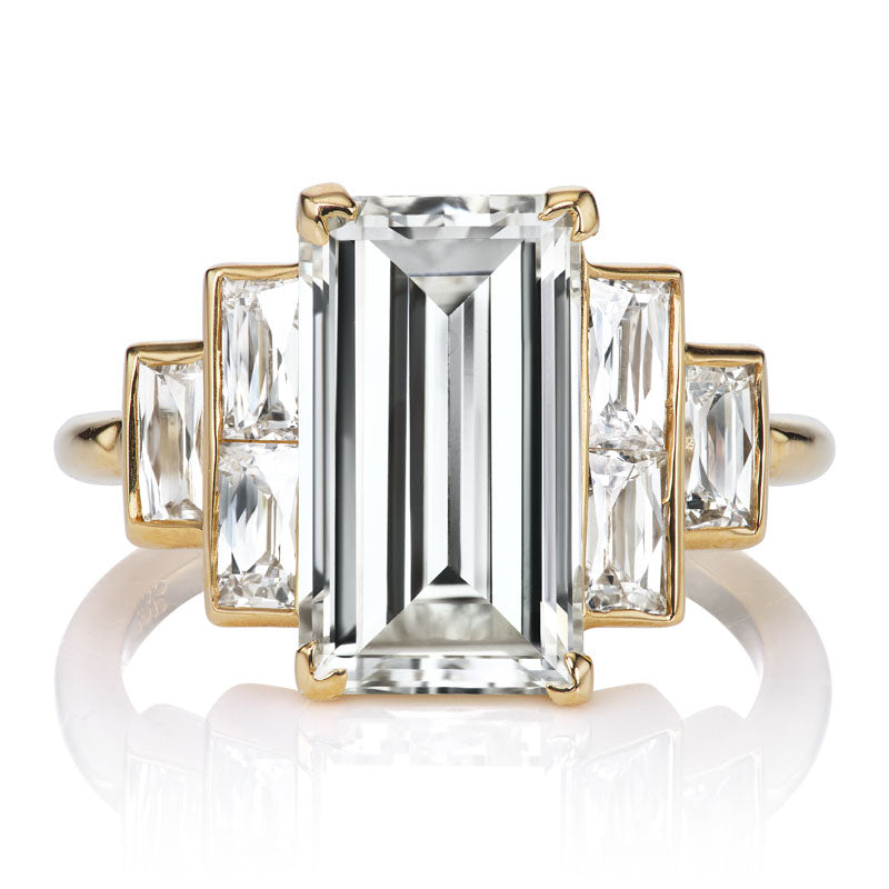 Stunning 3.66ct Step Cut Diamond with French Cut Baguettes