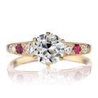 1.50ct Old European Cut Diamond Ring with Ruby Accent Stones