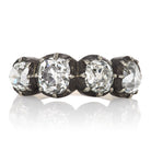 Vintage Old Mine Cut Four Stone Ring with Patina Details