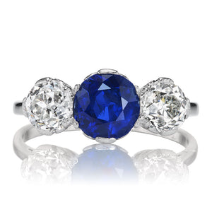Vintage Three-Stone Sapphire and Diamond Ring 