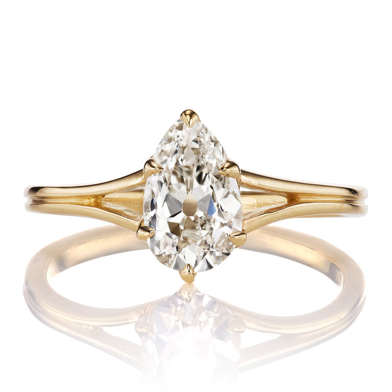 1.08ct Pear Shaped Split Shank Engagement Ring