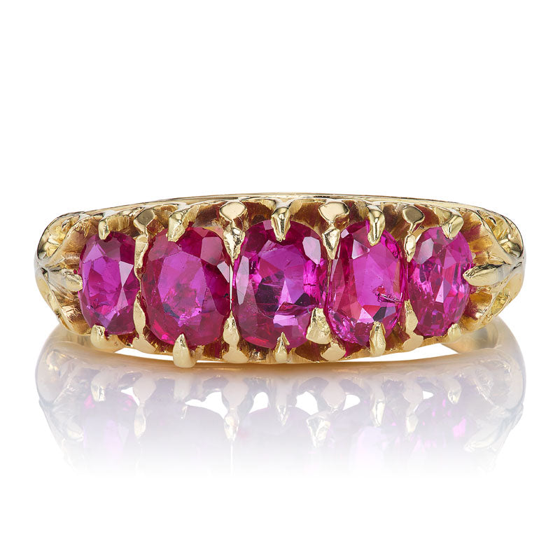 Antique Five Stone Ruby Half Hoop