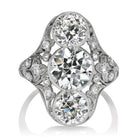 Vintage Platinum Vertical Three Old European Cut Diamond Ring