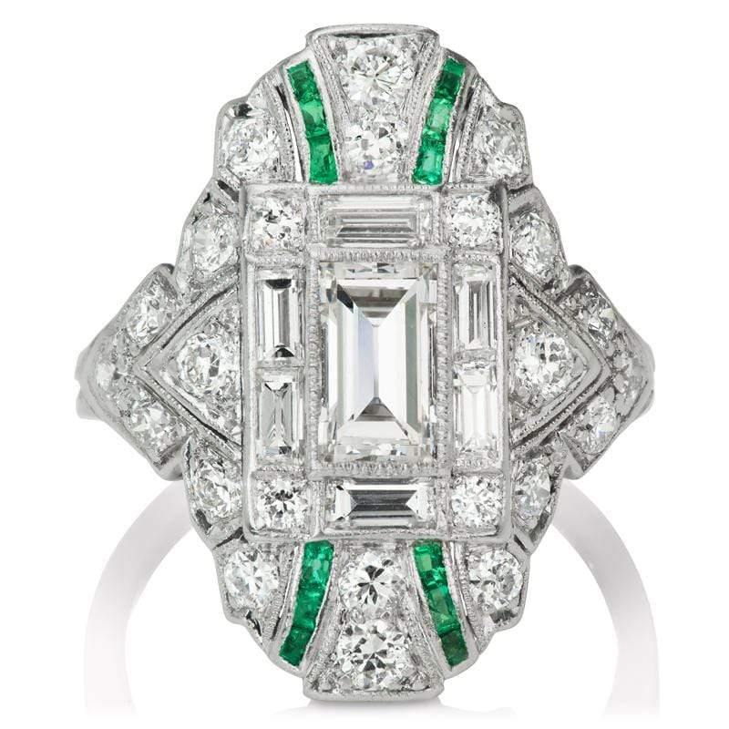 Vintage Diamond & Emerald Cocktail Ring - Art Deco | Victor Barbone