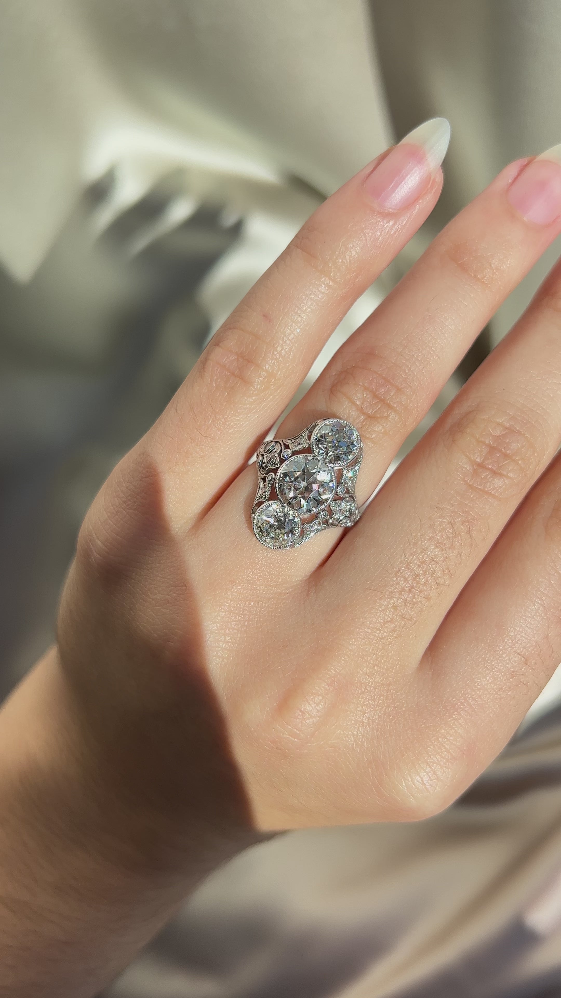 j-k-l color, vs clarity diamond in platinum setting