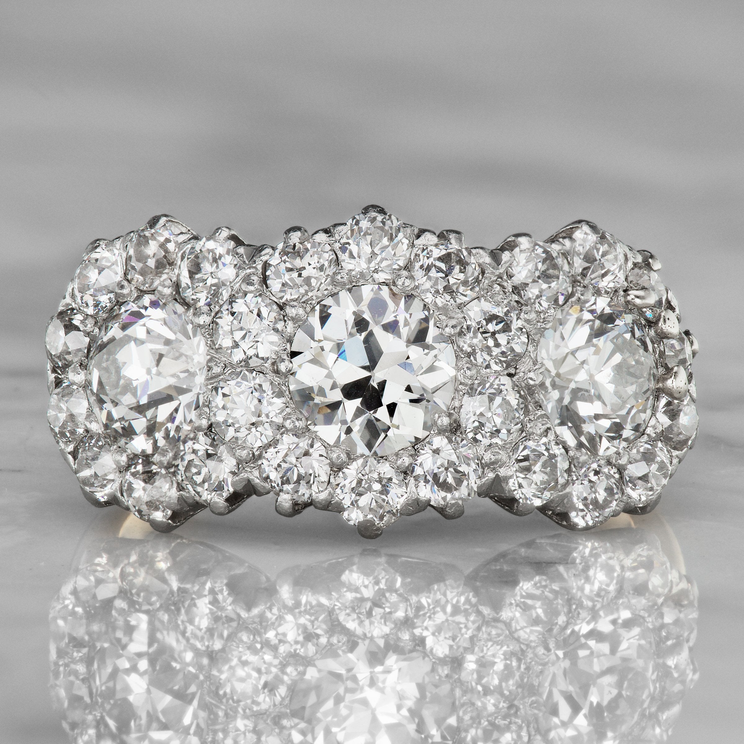 Cluster Three Stone Ring