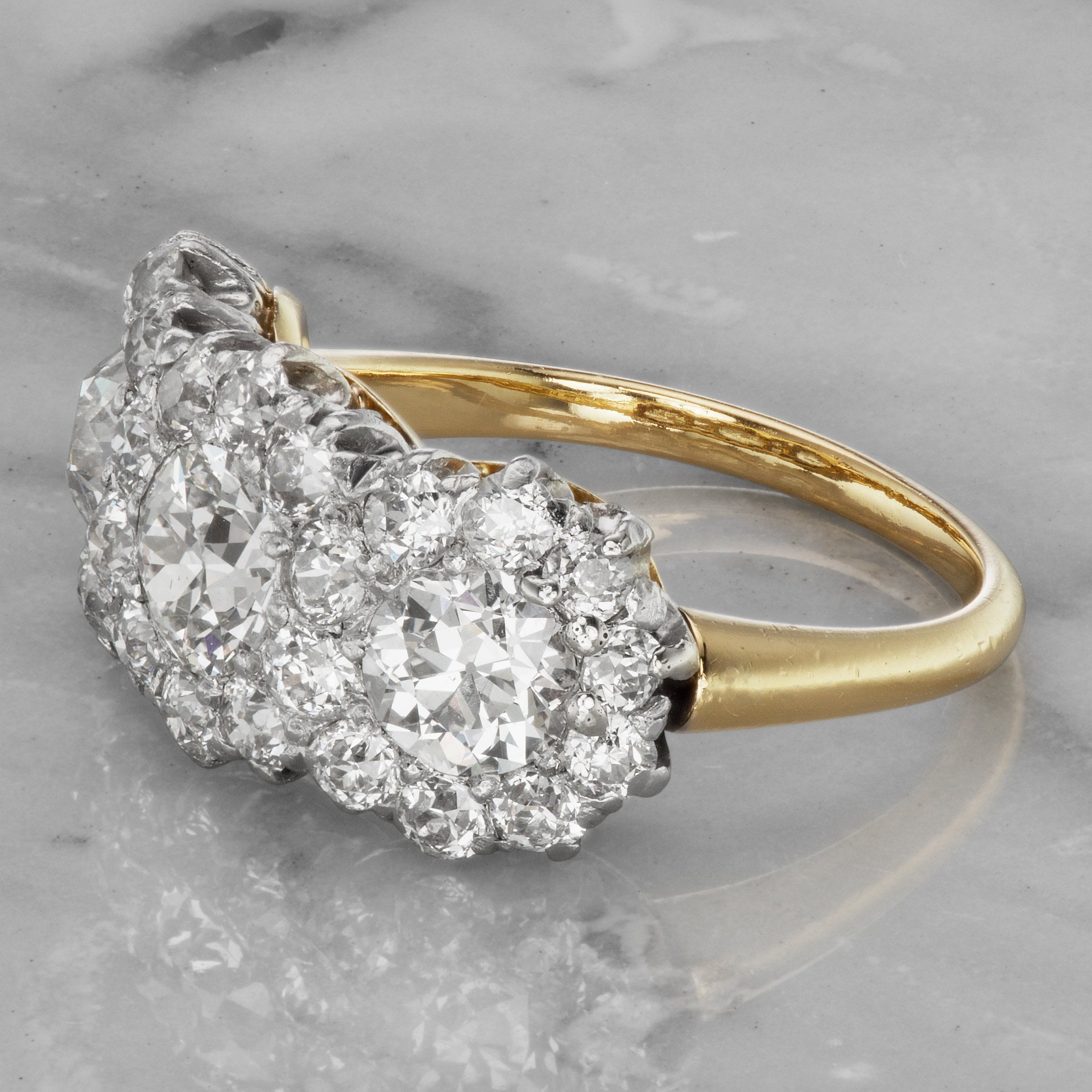 Cluster Three Stone Ring