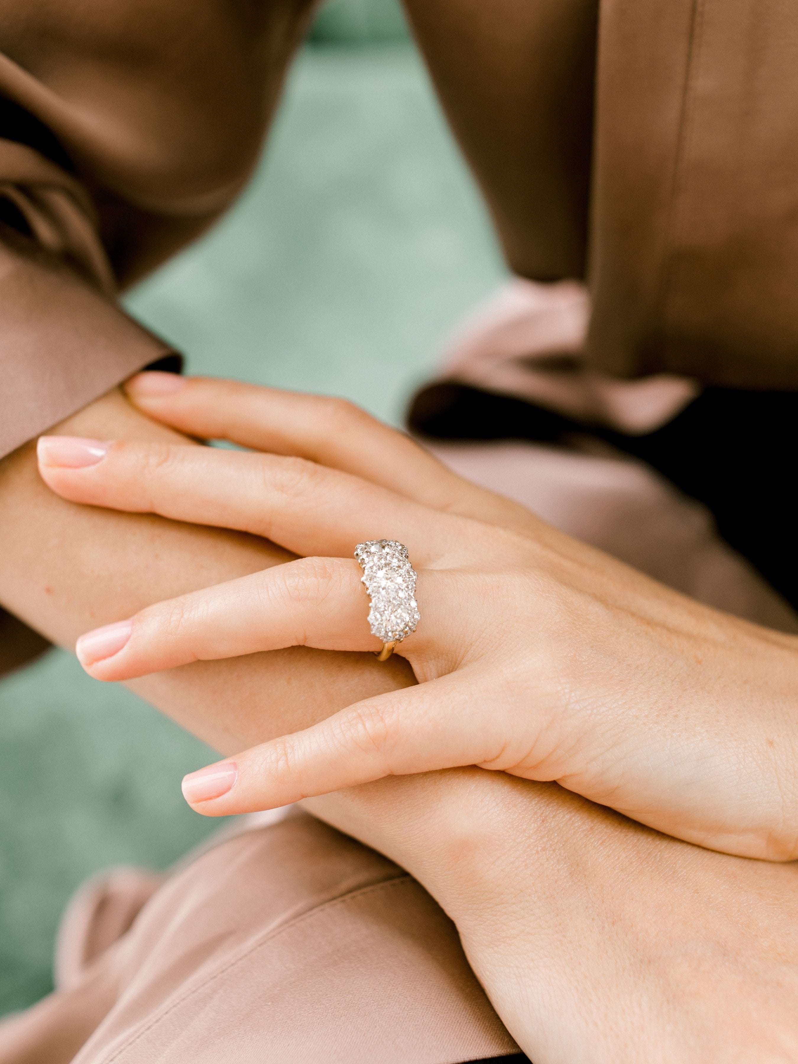 Cluster Three Stone Ring