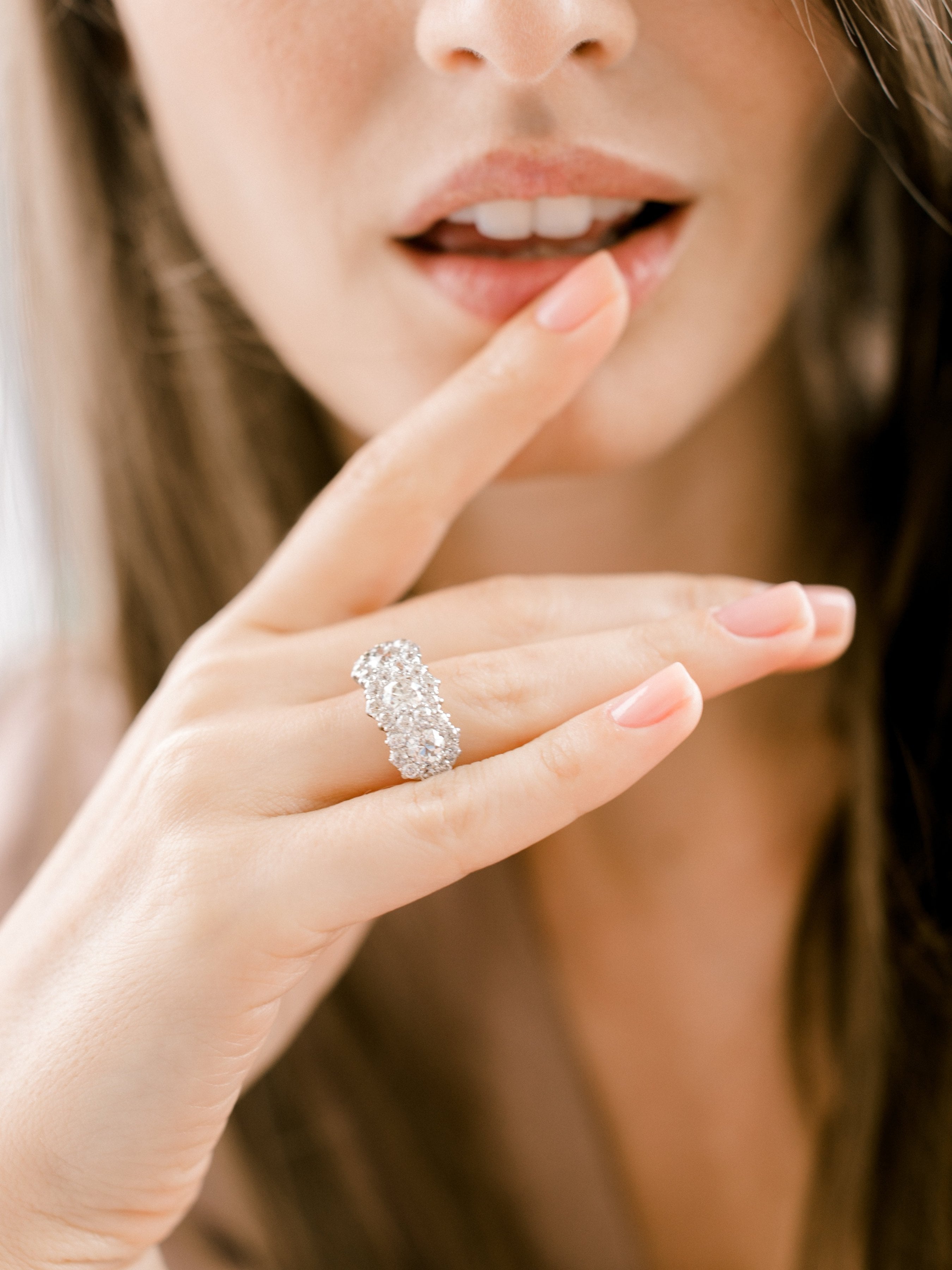 Cluster Three Stone Ring