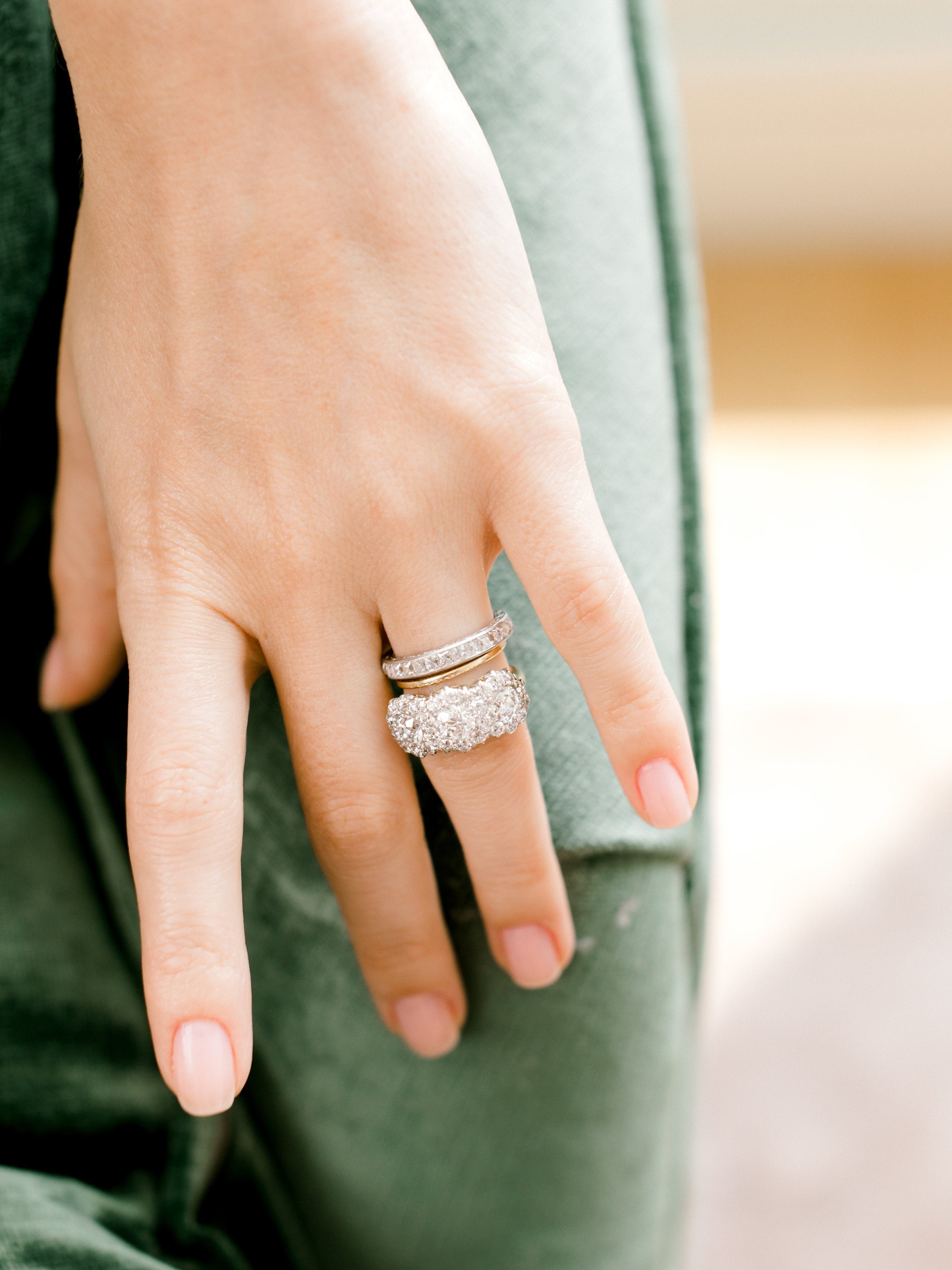 Cluster Three Stone Ring