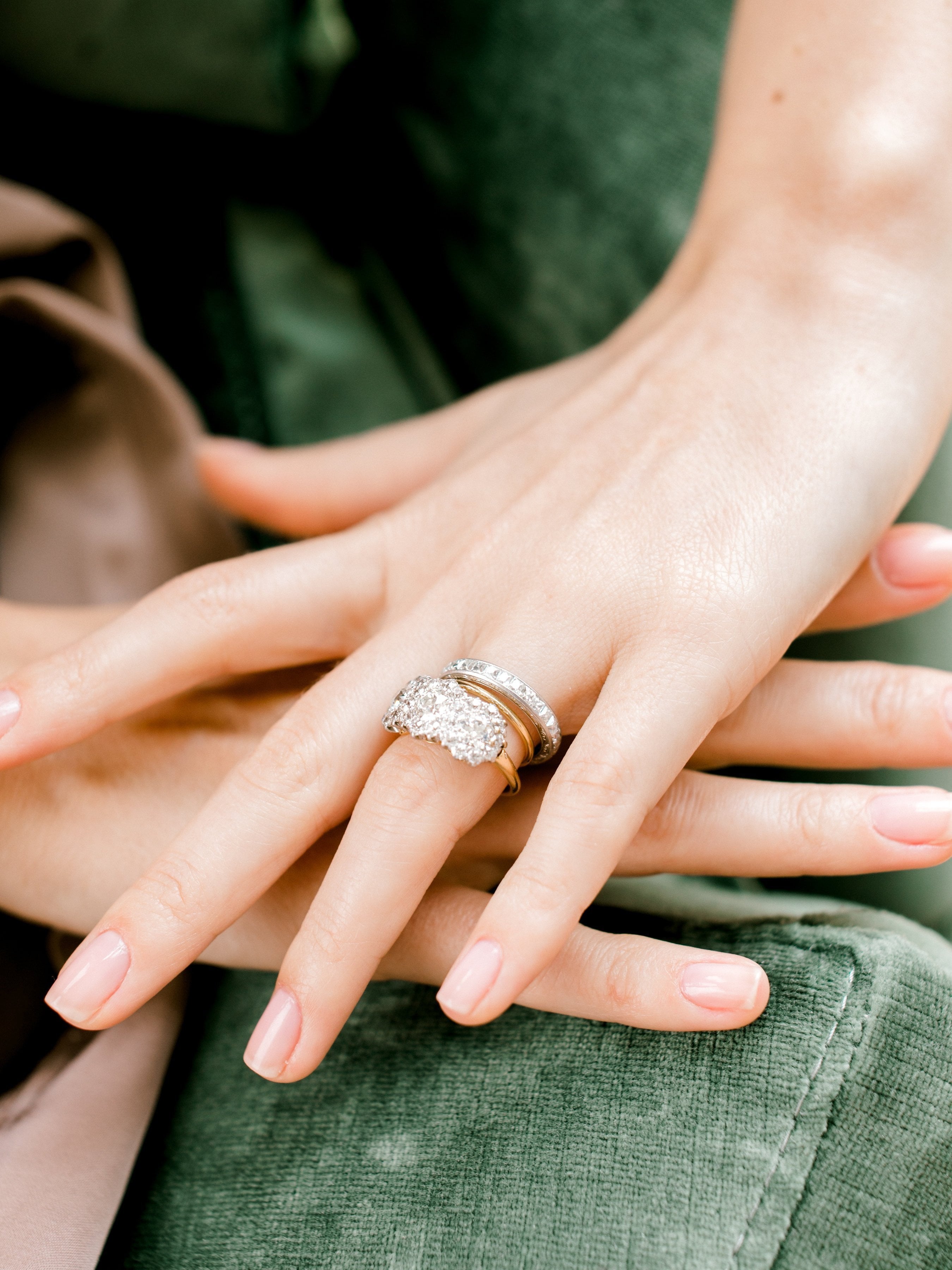 Cluster Three Stone Ring