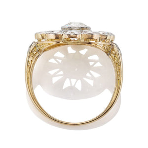 Detailed Two-Tone Antique Diamond Halo Cocktail Ring
