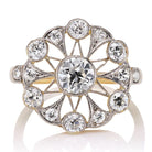Detailed Two-Tone Antique Diamond Halo Cocktail Ring