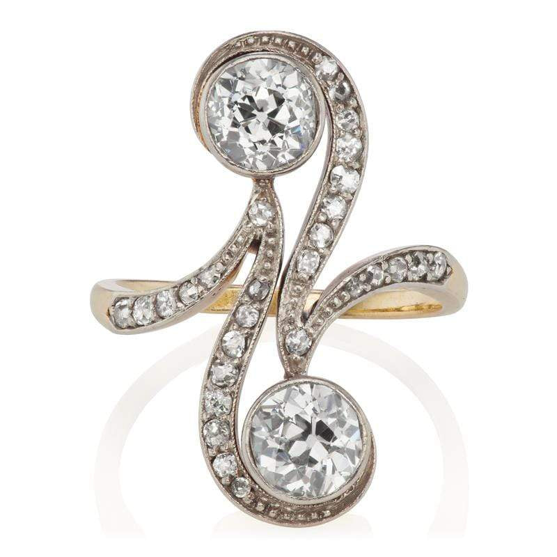 Art Nouveau cocktail ring of European origin.