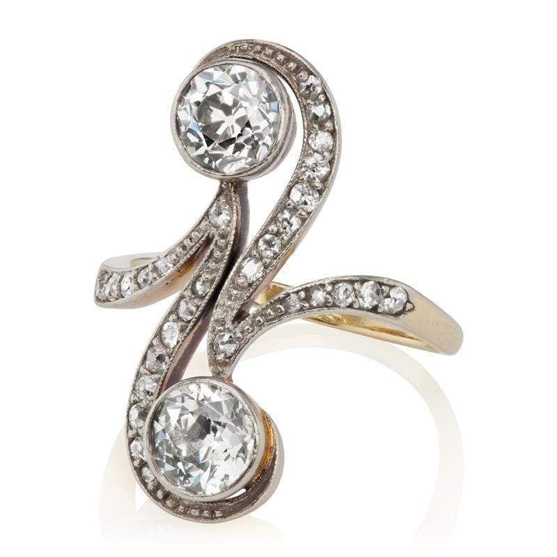 Art Nouveau cocktail ring of European origin.