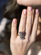 Art Nouveau cocktail ring of European origin.