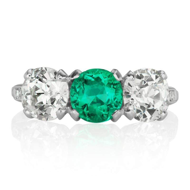 Colombian Emerald Engagement Ring With Side Stones | Victor Barbone