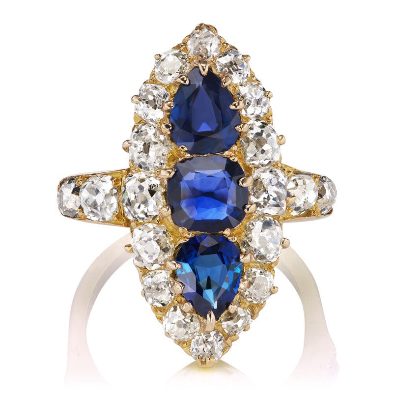 Vintage Pear Cut Sapphire Diamond Ring