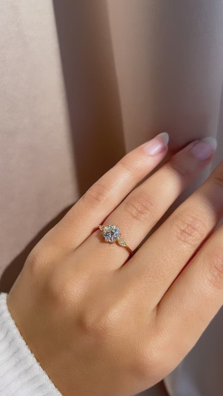 j-k-l color, vs clarity diamond in yellow gold setting