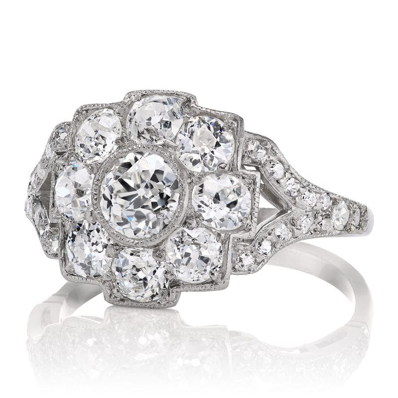 Stunning Vintage Art Deco Cluster Ring in Platinum Setting