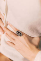 Edwardian Vertical Three Stone Halo Vintage Engagement Ring