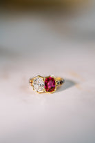Vintage pink sapphire Toi et Moi ring