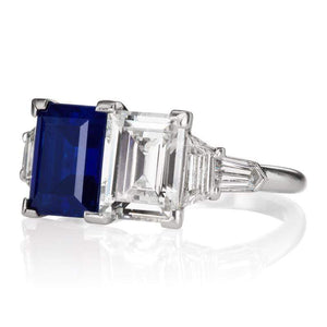 Square Cut Diamond & Sapphire Engagement Ring c.1925 | Victor Barbone