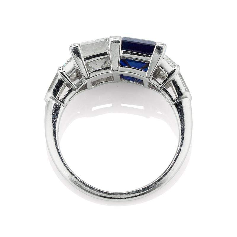 Square Cut Diamond & Sapphire Engagement Ring c.1925 | Victor Barbone