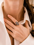 Rectangle Halo Engagement Ring - Sapphire & Diamond | Victor Barbone