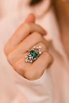 Emerald Cocktail Ring Edwardian Cocktail Ring
