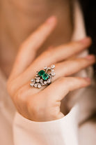 Emerald Cocktail Ring Edwardian Cocktail Ring