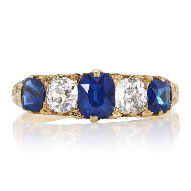 Vintage Diamond & Sapphire Ring - Late Victorian Era
