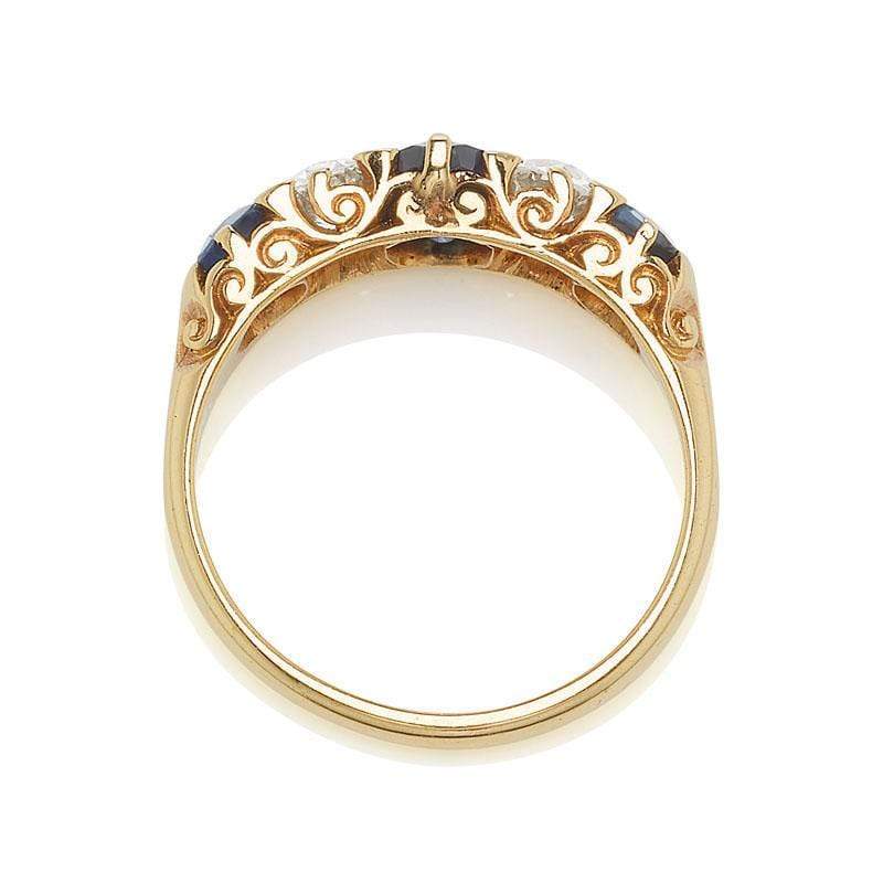Vintage Diamond & Sapphire Ring - Late Victorian Era