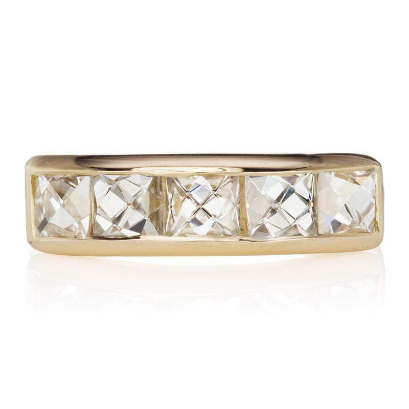 French Cut Diamond Band Engagement Ring