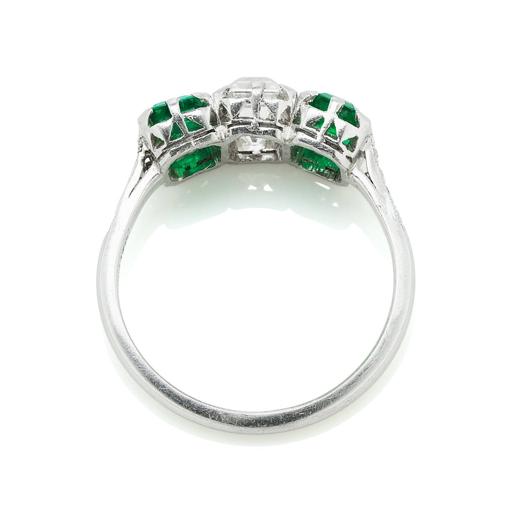 J.E. Caldwell Asscher Cut Diamond Engagement Ring With Emeralds