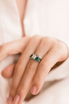 J.E. Caldwell Asscher Cut Diamond Engagement Ring With Emeralds