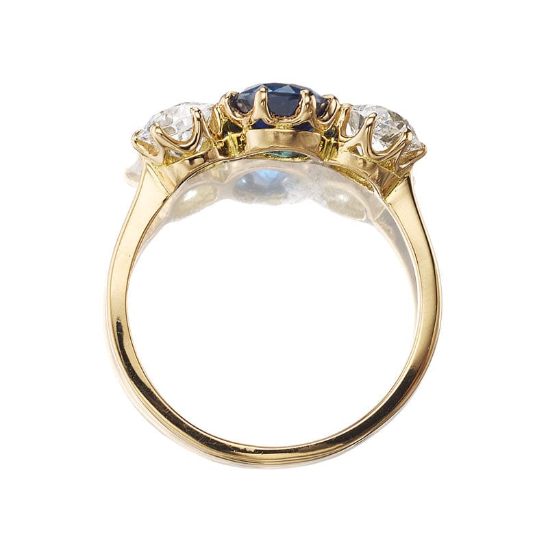 1.41 Carat Sapphire + Diamond Three Stone Ring