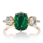 Cushion Cut Emerald Ring with Side Stones